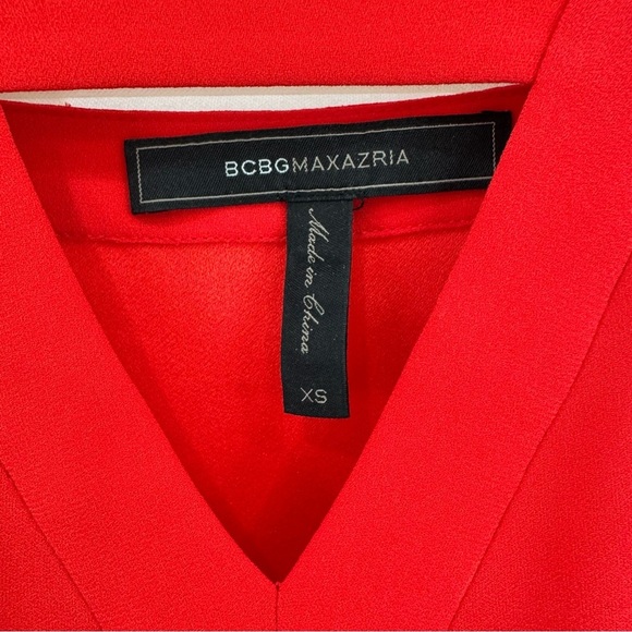 BCBGMaxazria Weiss Cold Shoulder Peasant Blouse Top in Red Berry Size XS - Picture 8 of 13